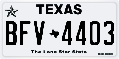 TX license plate BFV4403