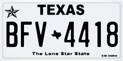 TX license plate BFV4418