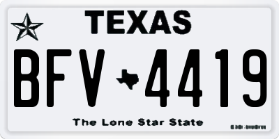 TX license plate BFV4419