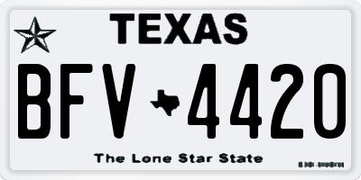 TX license plate BFV4420