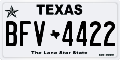 TX license plate BFV4422