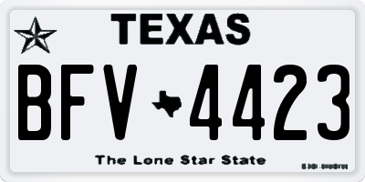 TX license plate BFV4423
