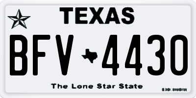 TX license plate BFV4430