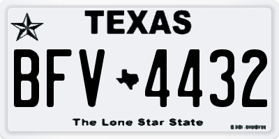 TX license plate BFV4432