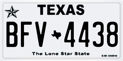 TX license plate BFV4438