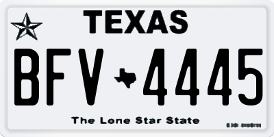 TX license plate BFV4445