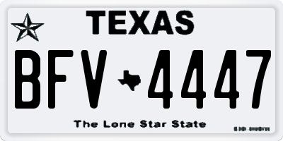 TX license plate BFV4447