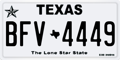 TX license plate BFV4449