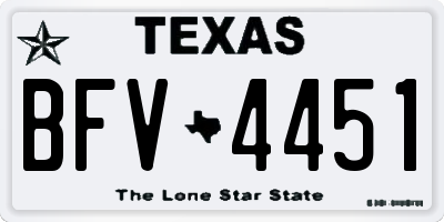 TX license plate BFV4451