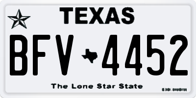 TX license plate BFV4452