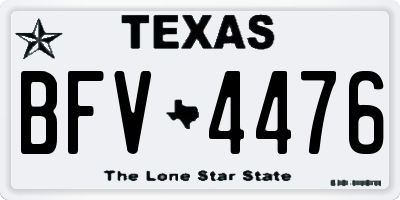 TX license plate BFV4476