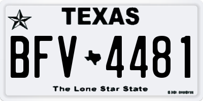 TX license plate BFV4481