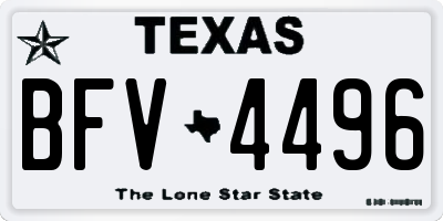 TX license plate BFV4496
