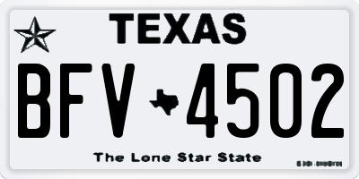 TX license plate BFV4502