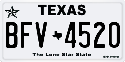 TX license plate BFV4520