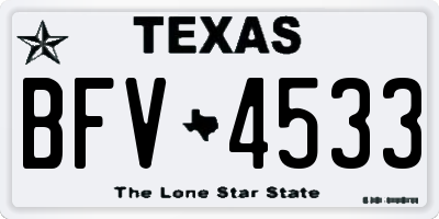 TX license plate BFV4533