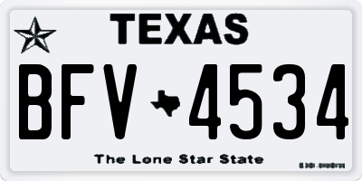 TX license plate BFV4534