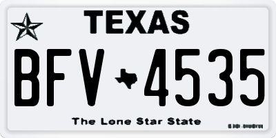 TX license plate BFV4535