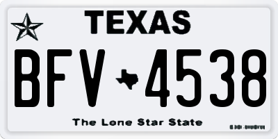 TX license plate BFV4538