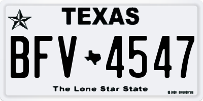 TX license plate BFV4547