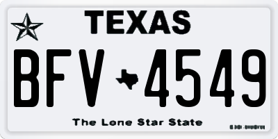 TX license plate BFV4549