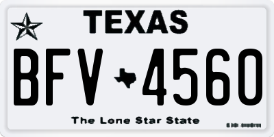 TX license plate BFV4560