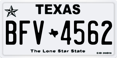 TX license plate BFV4562