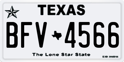 TX license plate BFV4566