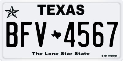 TX license plate BFV4567