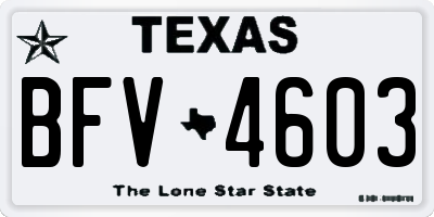 TX license plate BFV4603