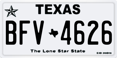 TX license plate BFV4626