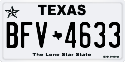 TX license plate BFV4633