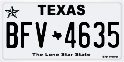 TX license plate BFV4635