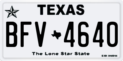 TX license plate BFV4640
