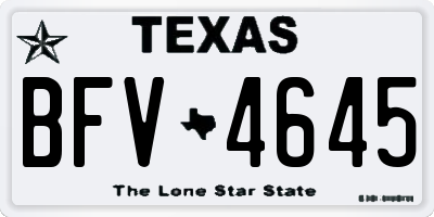 TX license plate BFV4645