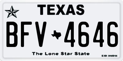 TX license plate BFV4646