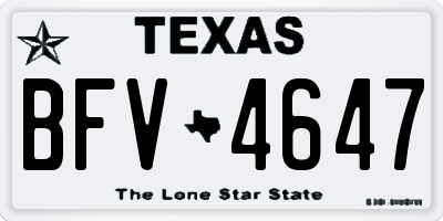 TX license plate BFV4647