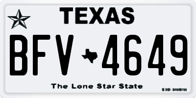 TX license plate BFV4649