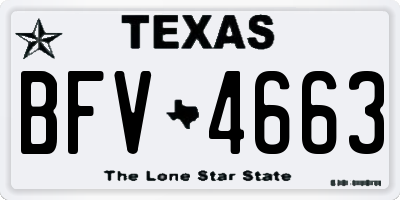 TX license plate BFV4663