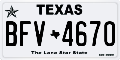 TX license plate BFV4670