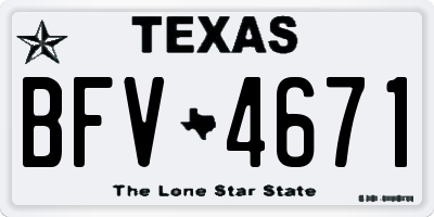 TX license plate BFV4671