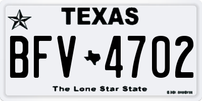 TX license plate BFV4702