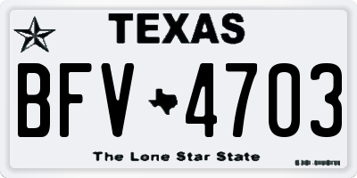 TX license plate BFV4703