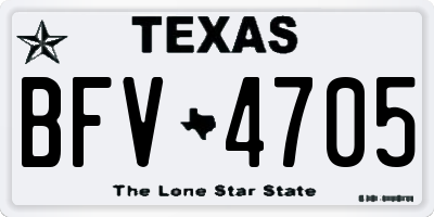 TX license plate BFV4705