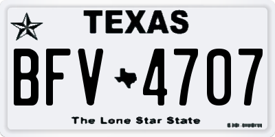 TX license plate BFV4707