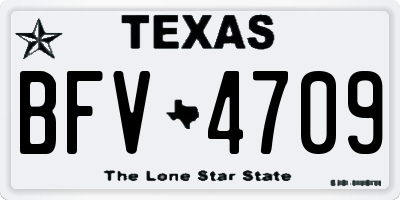 TX license plate BFV4709