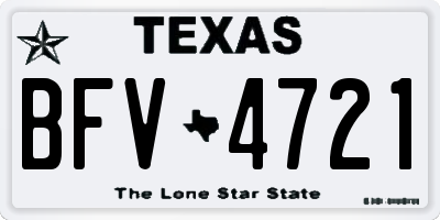 TX license plate BFV4721
