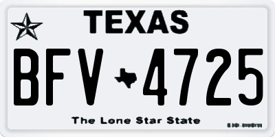 TX license plate BFV4725