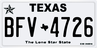 TX license plate BFV4726