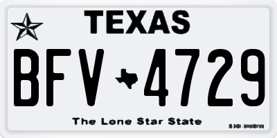 TX license plate BFV4729